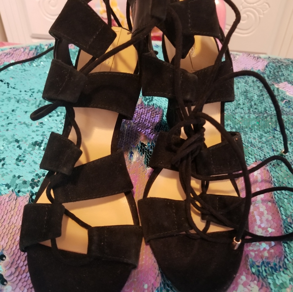 Esmeralda Black Open Toe Shoes